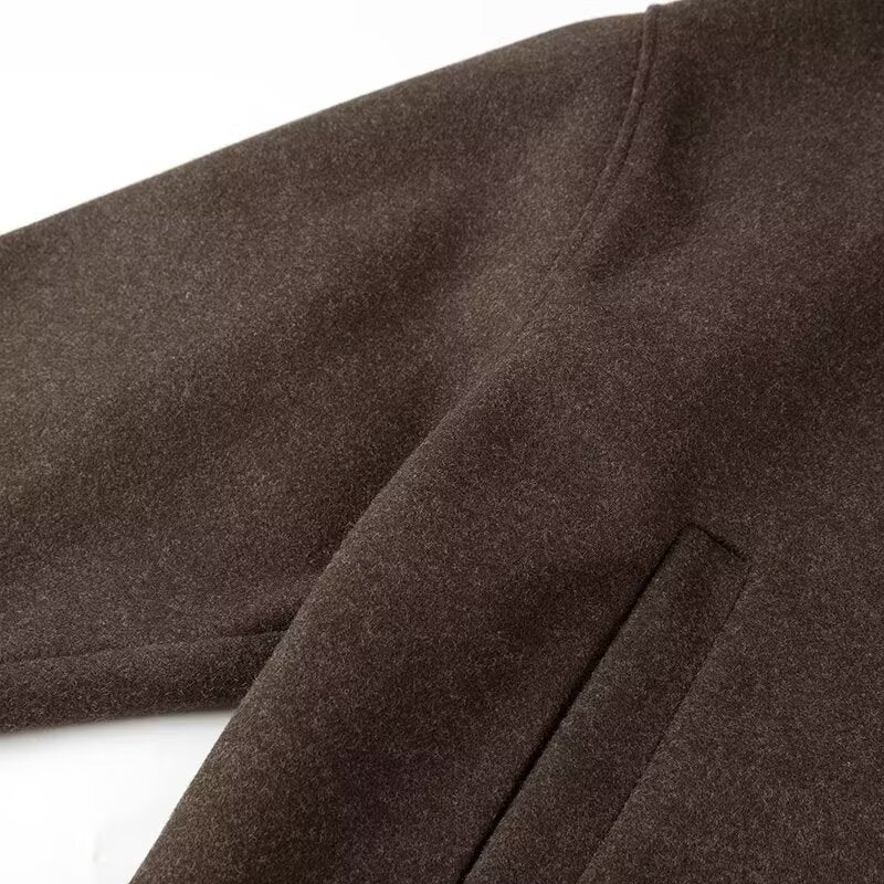 Damen lässige Wolljacke mit modernem Kragen und praktischen Eingrifftaschen W&W