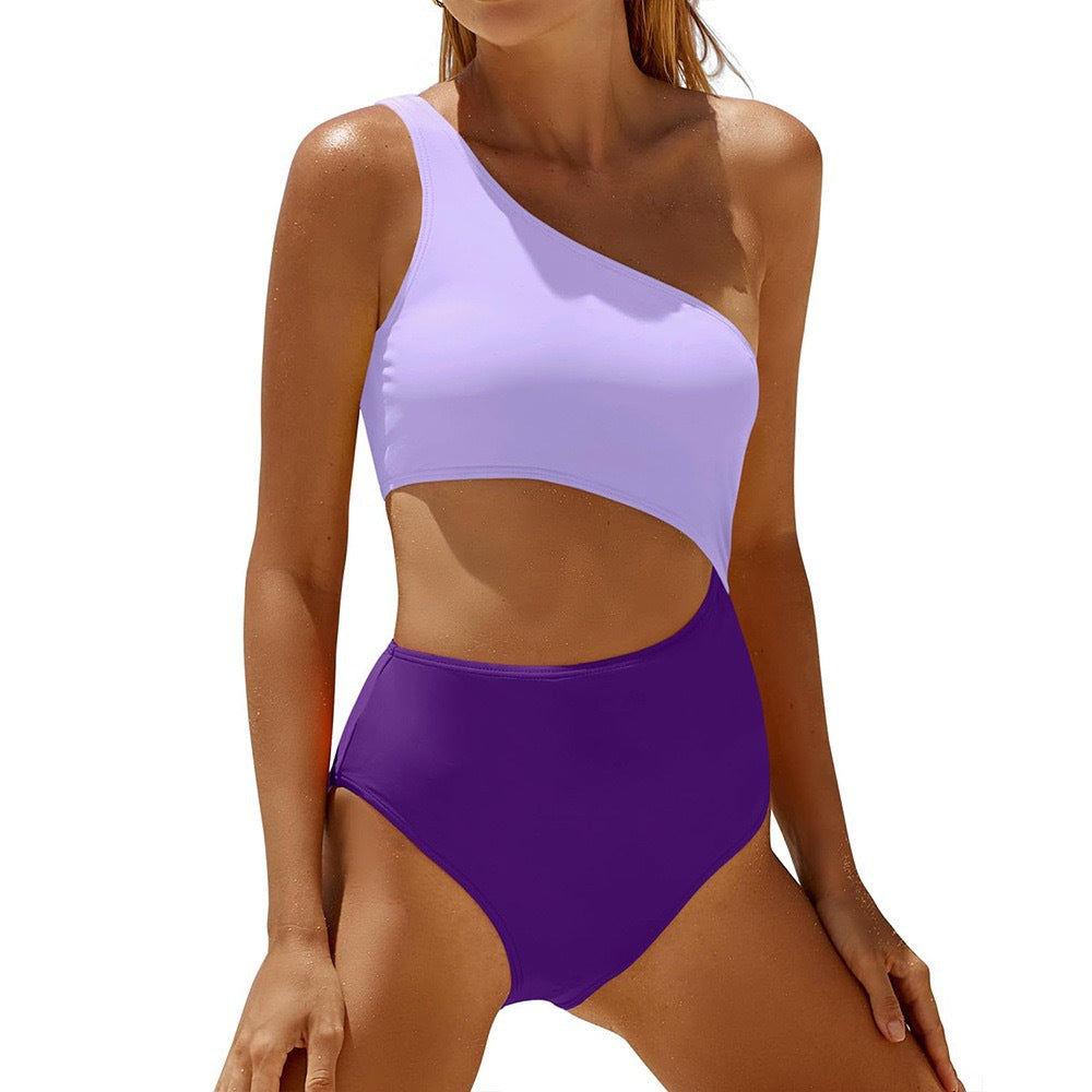 Femme Ein-Schulter Cut-Out Einteiler Badeanzug WW