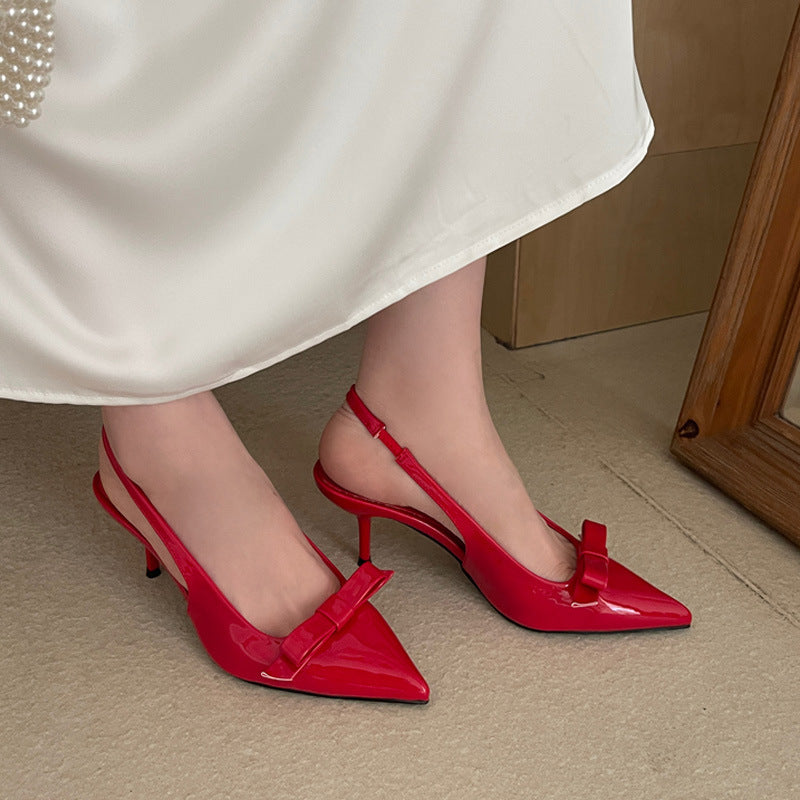 Damen Slingback Pumps mit elegantem Schleifendetail und spitzem Zehen WW