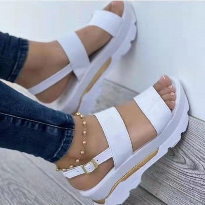 Damen Plateau-Sandalen mit elastischem Riemen und rutschfester Sohle W&W Mode