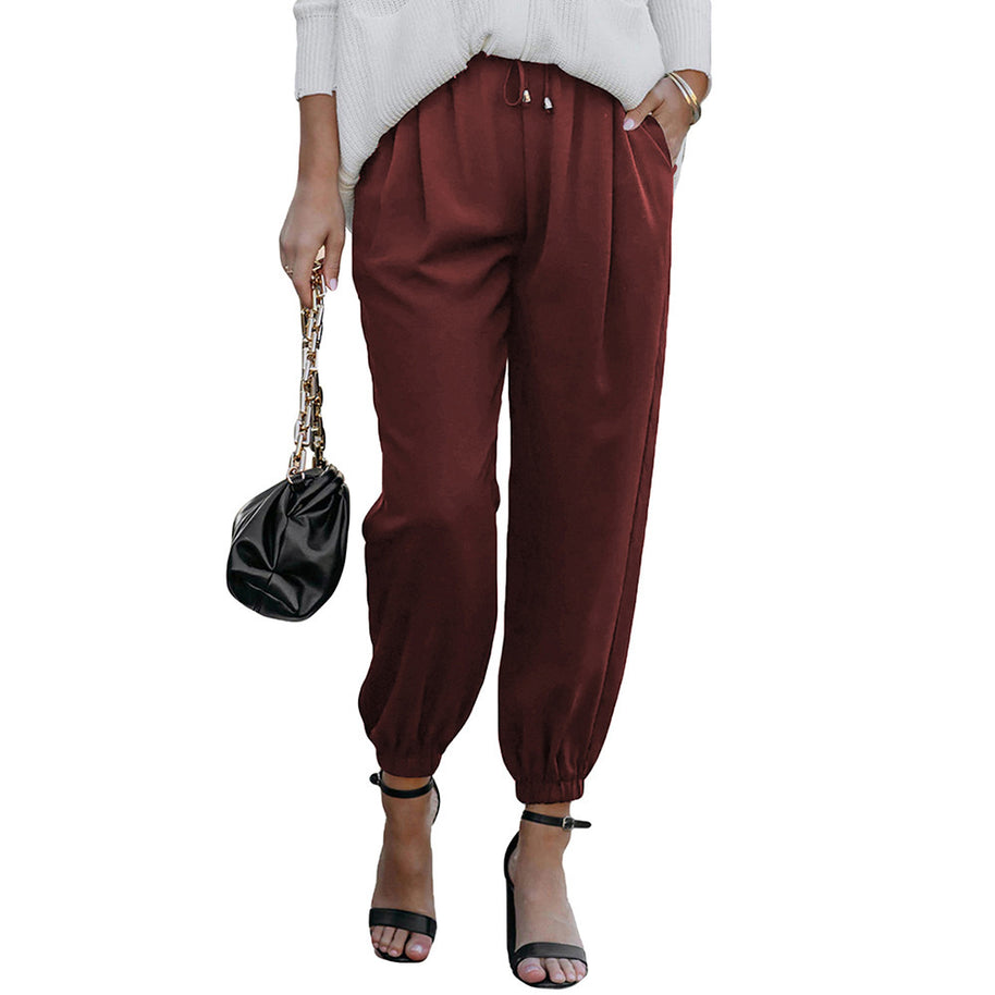 Damen lässige Freizeithose mit elastischem Bund und praktischen Taschen WW
