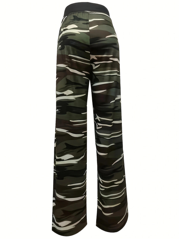 Damen Bequeme Cargohose mit elastischem Bund und stylishen Camouflagemuster WW