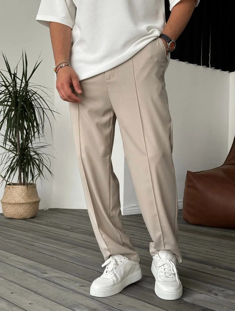 Herren elegante und bequeme Chinohose mit Falten WW