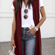 Damen offene Strickjacke mit lässigem Schnitt und langen Seitenpartien WW