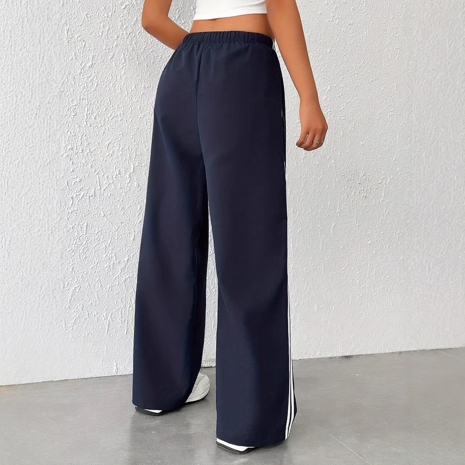 Damen Freizeithosen mit hoher Taille und sportlichen Streifen WW