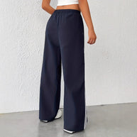 Damen Freizeithosen mit hoher Taille und sportlichen Streifen WW