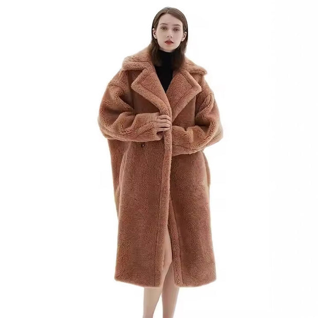 Damen Fleece-Mantel mit doppelter Knopfleiste und trendigem Schnitt WW