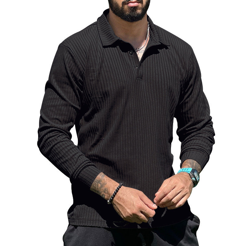 Herren Langarm Poloshirt mit strukturiertem Rippendesign und klassischem Kragen WW