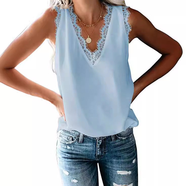 Damen Bluse mit elegantem Spitzeneinsatz WW