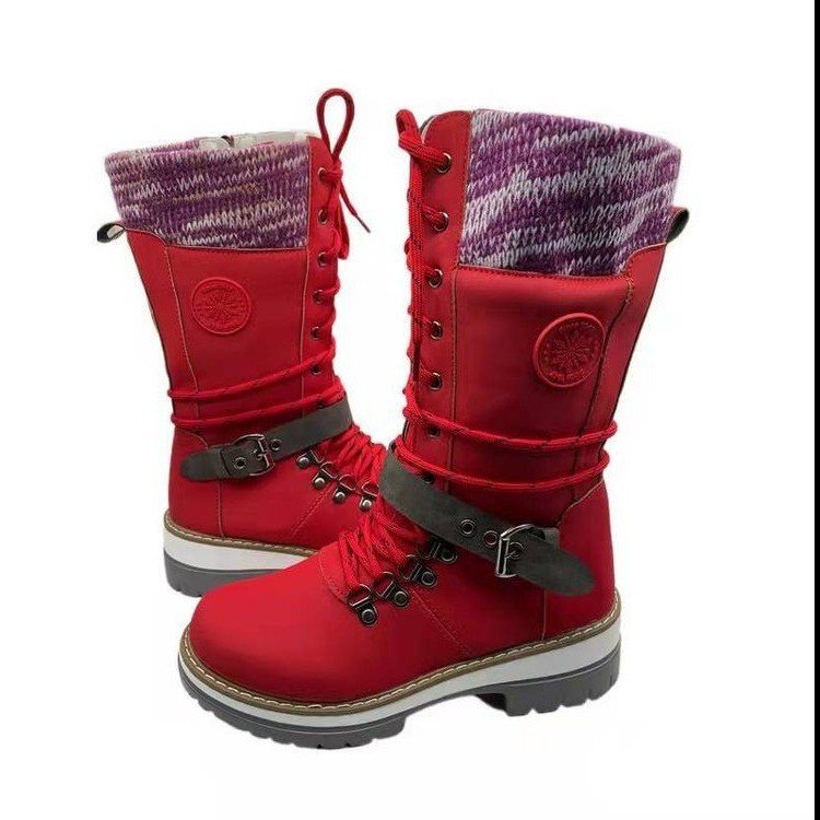 Damen robuste Winterstiefel mit hochschließendem Design und modischen Akzenten WW