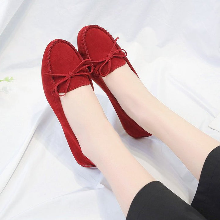 Damen Mokassins mit eleganter Ziernaht und weichem Veloursleder W&W Mode