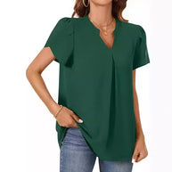 Damen Bluse mit eleganter V-Ausschnitt-Detail und leichten Puffärmeln WW