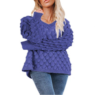 Damen Pullover mit Struktur und V-Ausschnitt WW