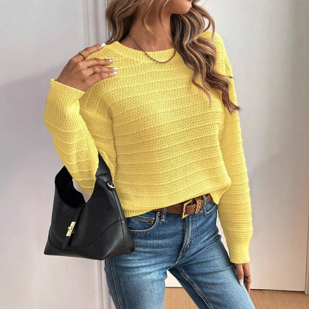 Damen Strickpullover mit verspieltem Schleifendetail im Rücken und modernem V-Ausschnitt WW