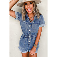 Damen Denim-Jumpsuit mit taillierter Passform und funktionalen Taschen WW