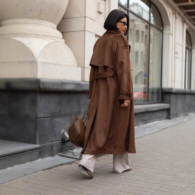 Damen Stilvoller Trenchcoat mit weitem Schnitt und Gürtel WW