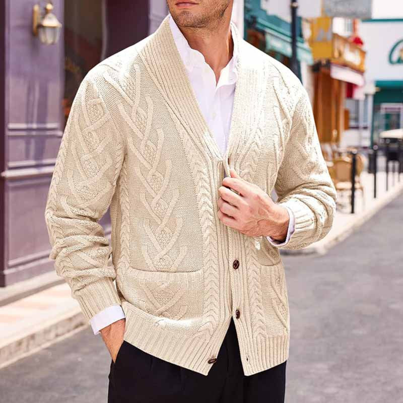 Herren Strickjacke mit großer Blende und Taschen WW