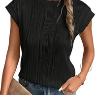 WW | Einfarbiges Rundhalsausschnitt Loose Kurzarm T-Shirt Top