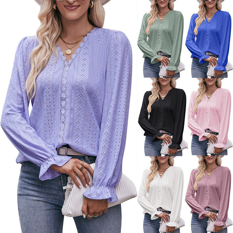 Damen Bluse mit Rüschen und eleganter Stickerei WW