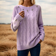 Damen Strickpullover mit lässigem Schnitt und exquisite Details WW