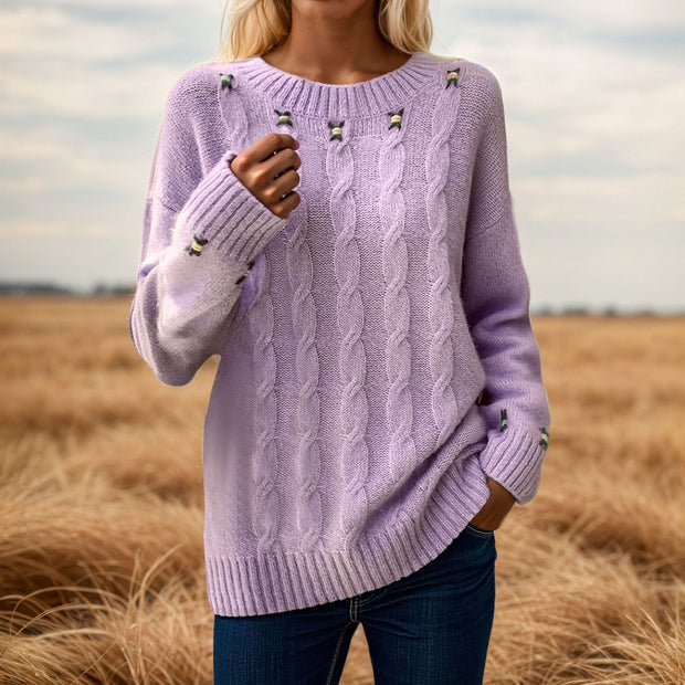 Damen Strickpullover mit lässigem Schnitt und exquisite Details WW