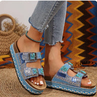 Damen Sandalen mit funkelnden Strassakzenten und komfortabler Korksohle WW