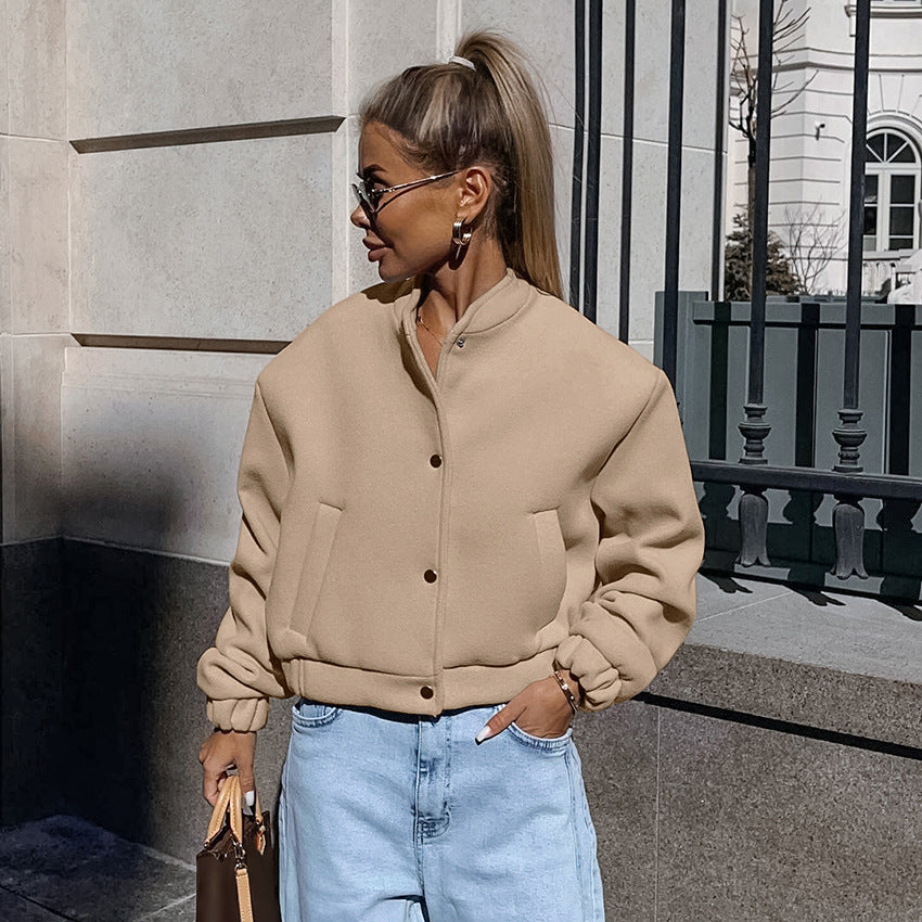 Damen sportliche cropped Jacke mit praktischen Taschen und hochwertigem Material WW