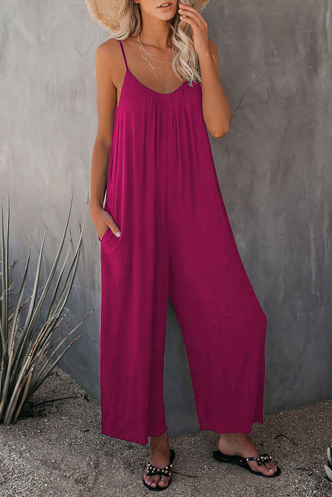 Damen Lässiger Jumpsuit mit weitem Schnitt und praktischen Taschen WW