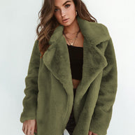 Damen elegante Fake-Fur Jacke mit weichem Kragen und lässigem Schnitt WW