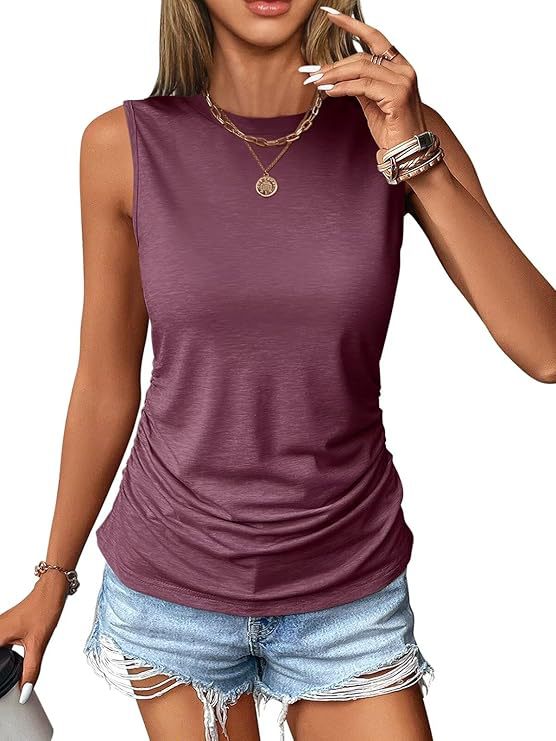Damen ärmelloses Shirt mit modischem Raffungseffekt und hochwertigem Stoff WW