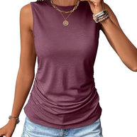Damen ärmelloses Shirt mit modischem Raffungseffekt und hochwertigem Stoff WW