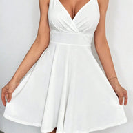 Damen sommerliches Trägerkleid mit V-Ausschnitt WW