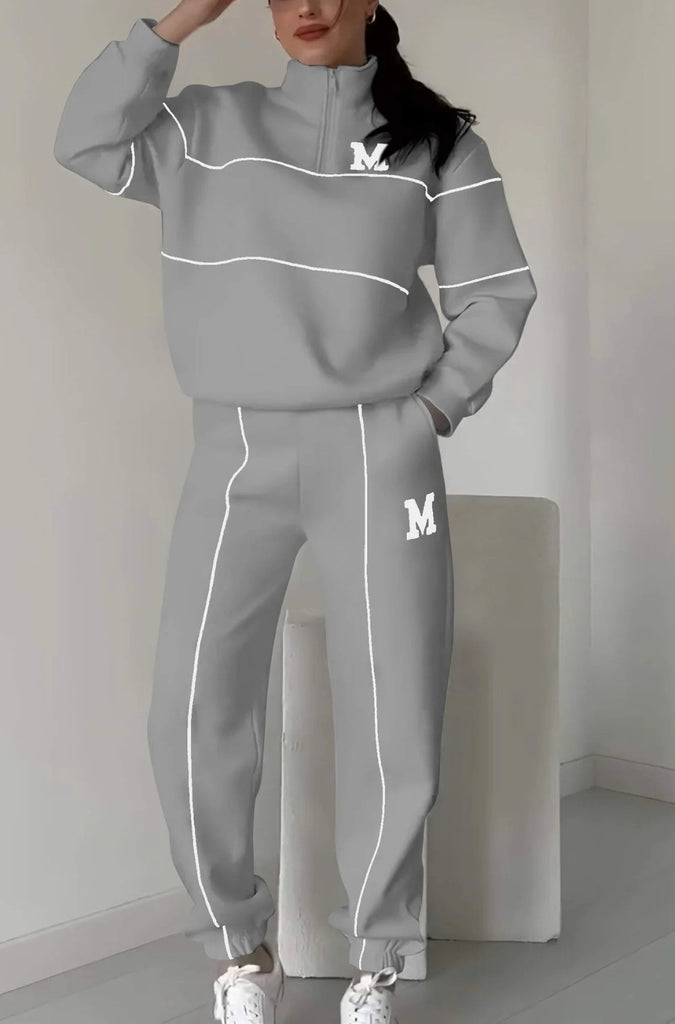 Damen sportliches Fleece-Anzugset mit Stehkragen und praktischen Taschen WW