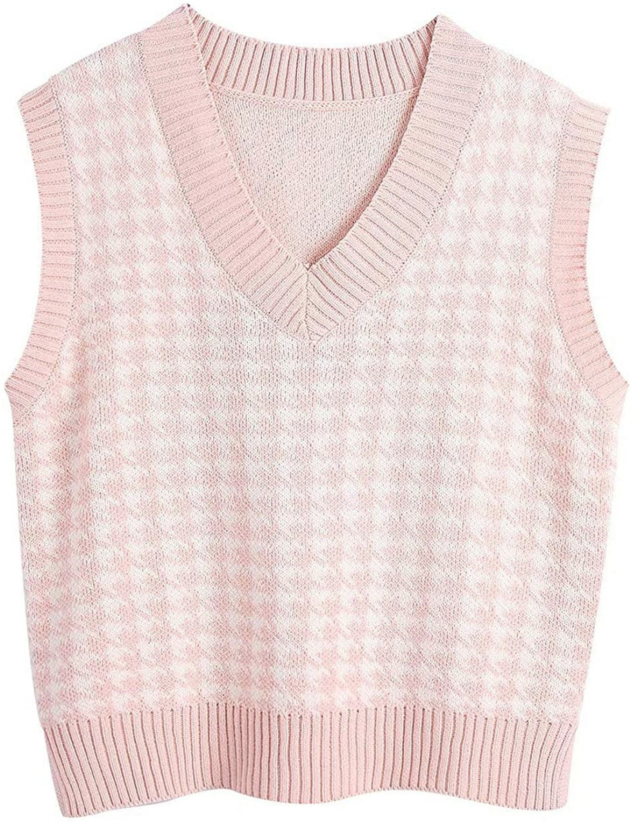 Damen Strickweste mit modernem Hahnentritt-Muster WW