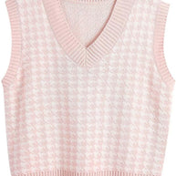 Damen Strickweste mit modernem Hahnentritt-Muster WW