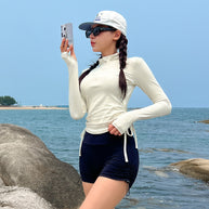 Femme Langarm Reißverschluss Rash Guard Set WW