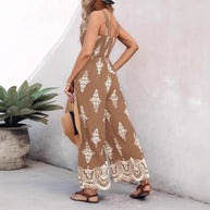 Damen luftiger Jumpsuit mit floralem Design und praktischen Taschen WW