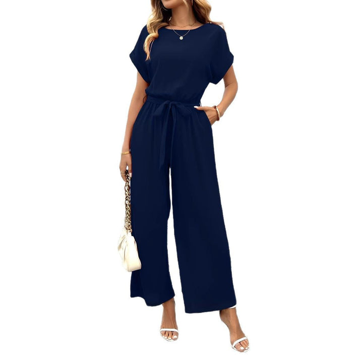 Damen Jumpsuit mit weitem Bein und Taillengürtel W&W Mode