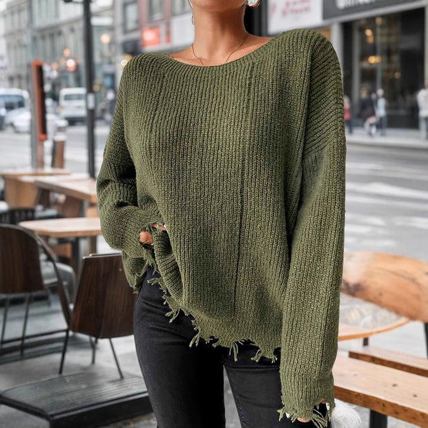 Damen Baumwollpullover mit lässigem Oversized-Schnitt WW