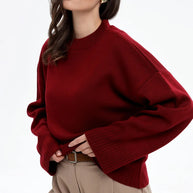 Damen Bequemer Oversized Pullover mit strukturiertem Rippmuster WW