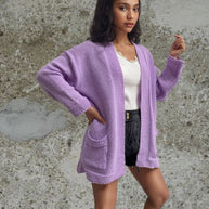 Damen Strickjacke mit großen Taschen und lässigem Schnitt WW