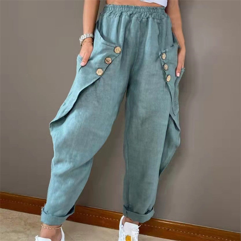 Damen lässige Cargohose mit Knopfdetails und praktischen Taschen WW