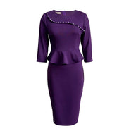 WW | Damenformelles Peplum-Top und Bleistiftrock-Set