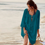 Damen Strandtunika mit kunstvollen Häkelverzierungen und lässigem Schnitt WW