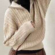 WW Vintage Rollkragen Reißverschluss Twist Strickpullover