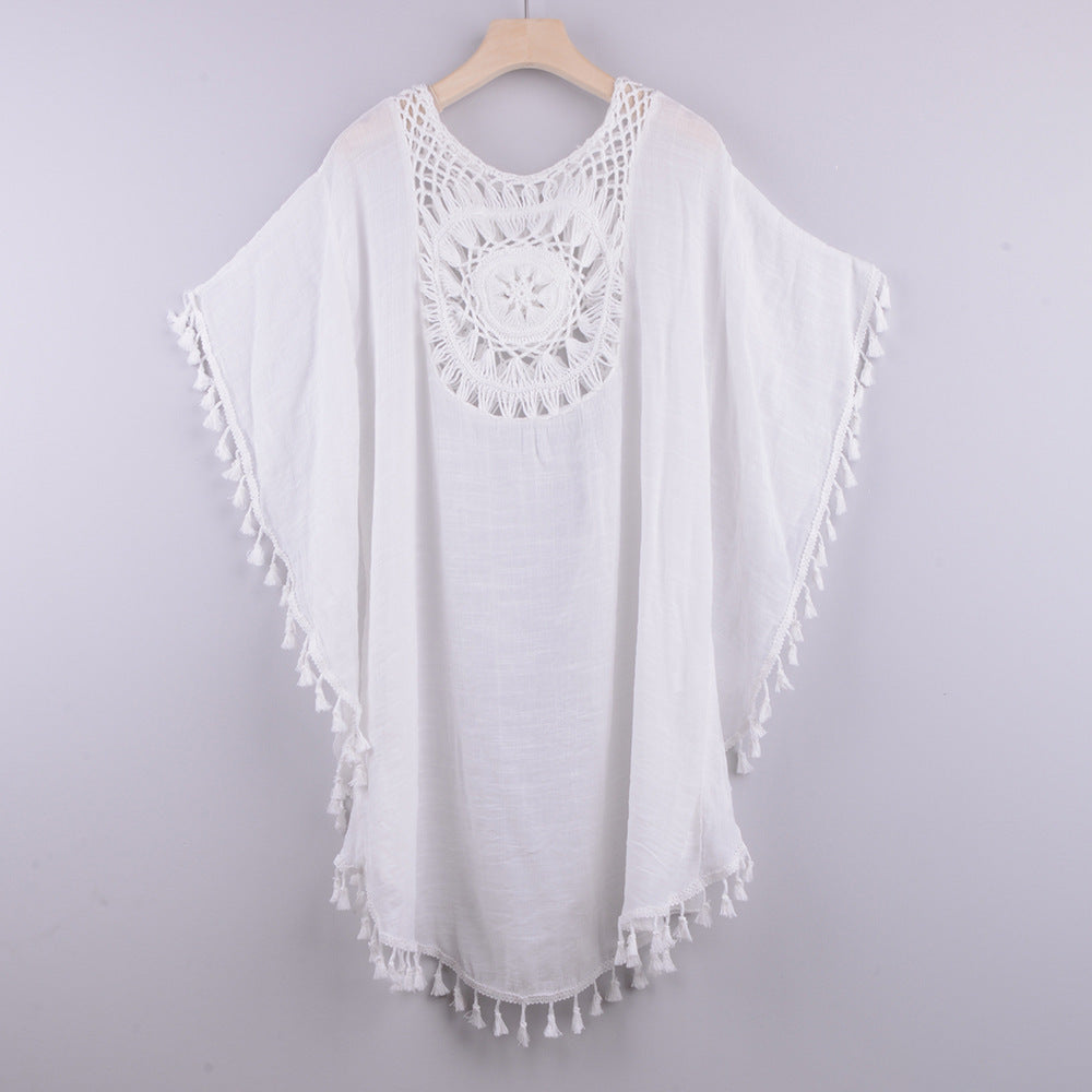 Damen Strandtunika mit gehäkeltem Detail und Quasten WW