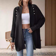 Damen Strickjacke mit dekorativen Knopfdetails und offenem Schnitt WW