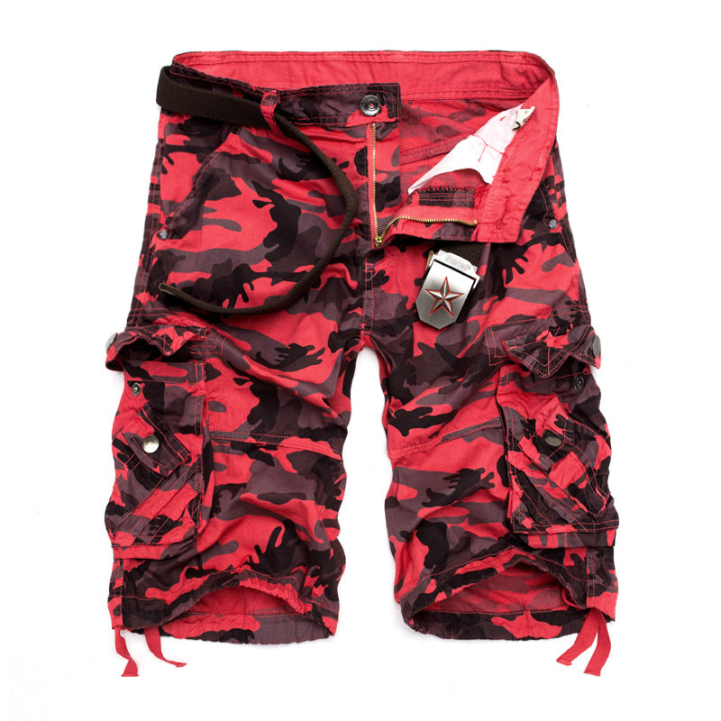 Herren Camo Cargo-Shorts mit mehreren Taschen und verstellbarem Bund WW