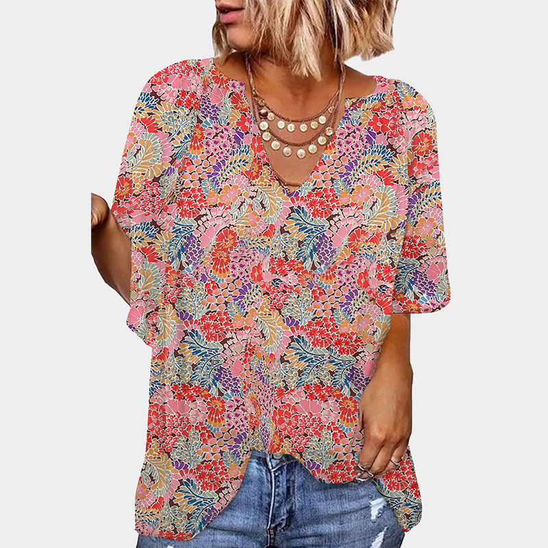 Damen Bluse mit floralem Design und lockerem Schnitt WW