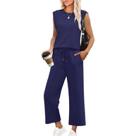 Damen Relaxed Fit Jumpsuit mit verkürzten Ärmeln und bequemem Bund WW